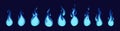 Blue flame. Fire animation sprites. Royalty Free Stock Photo